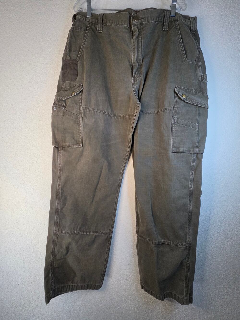 Olive Carhartt Double-knee Ripstop Cargo Pants Reinforced Knees Utility Pockets